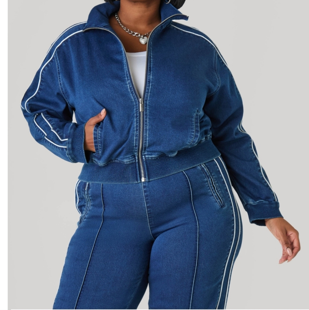 Piped Denim Track Jacket - Picture 5 of 5